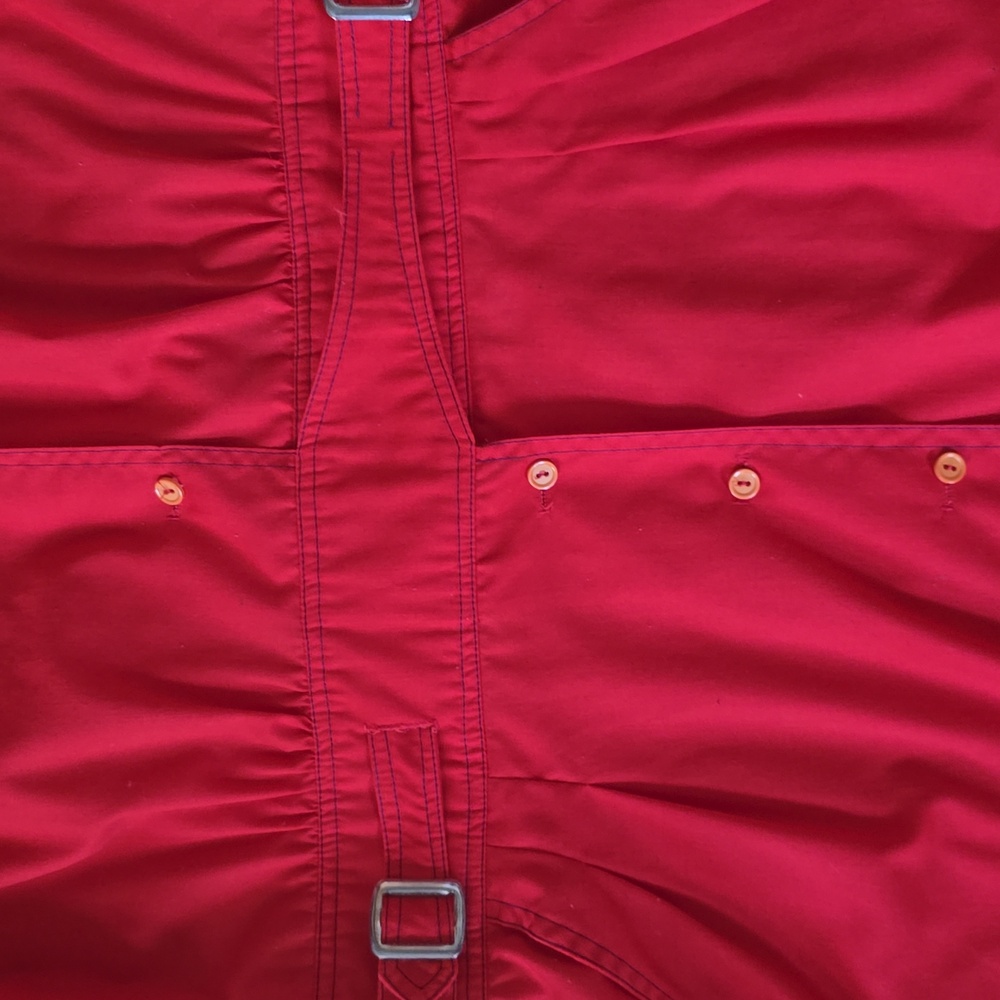 Vintage Minna Lee N.R.1 Long Sleeve Belted Red Shirt Dress With Pockets Size L - Picture 10 of 10